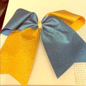 Blue and gold bow